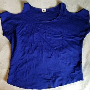 Royal Blue Chiffon Cold Shoulder Top